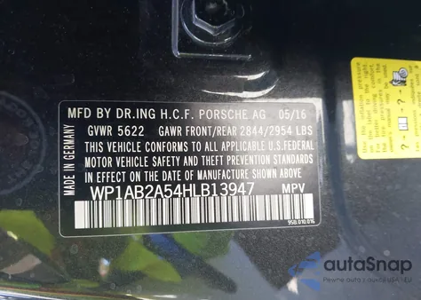 2017 Porsche Macan S from USA, damaged, VIN WP1AB2A54HLB13947